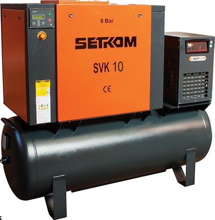 SVK 10-TK TANK MOUNTED SCREW COMPRESSOR-AIR DRYER